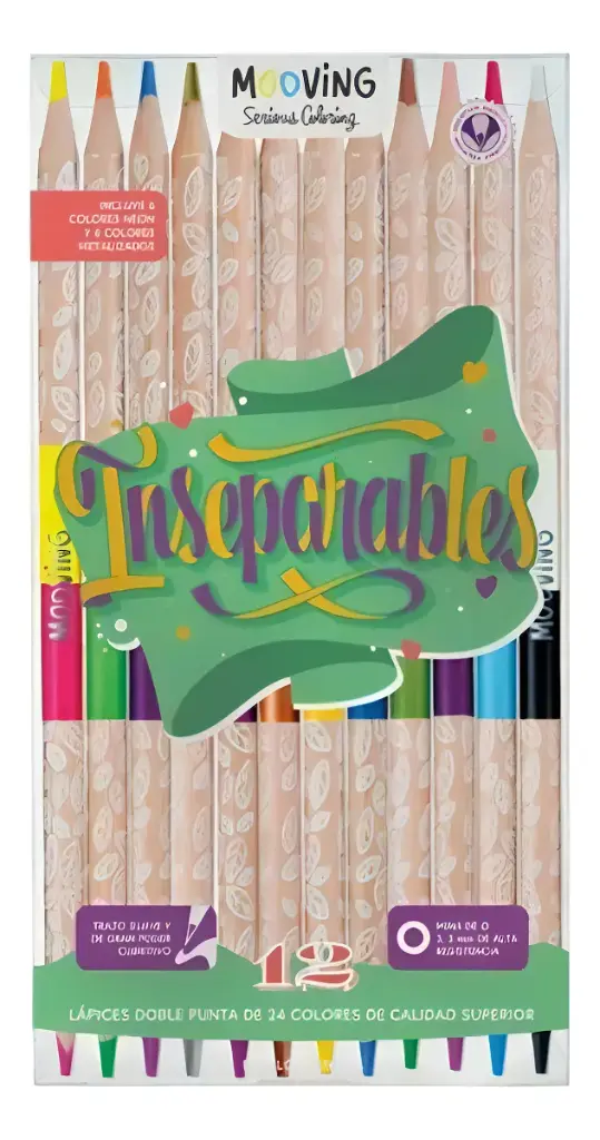 Lápices de Colores Largos x12 Mooving Inseparables 