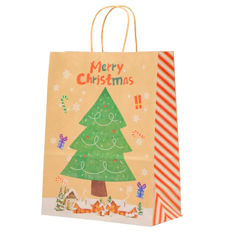 Bolsa Kraft Grande Navideña con Asa x1