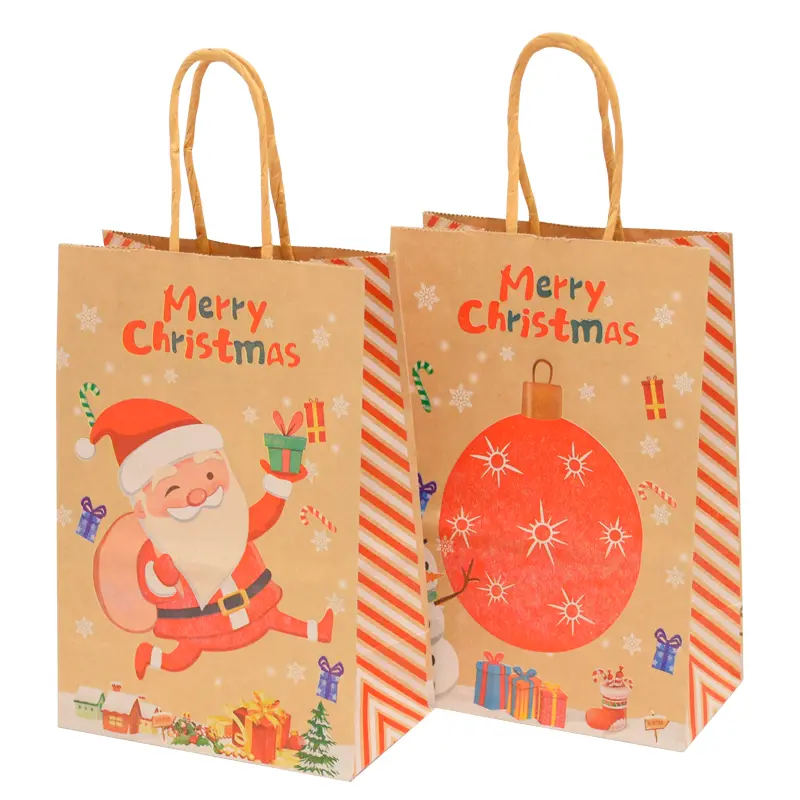 Bolsa Kraft Chica Navideña con Asa x1 