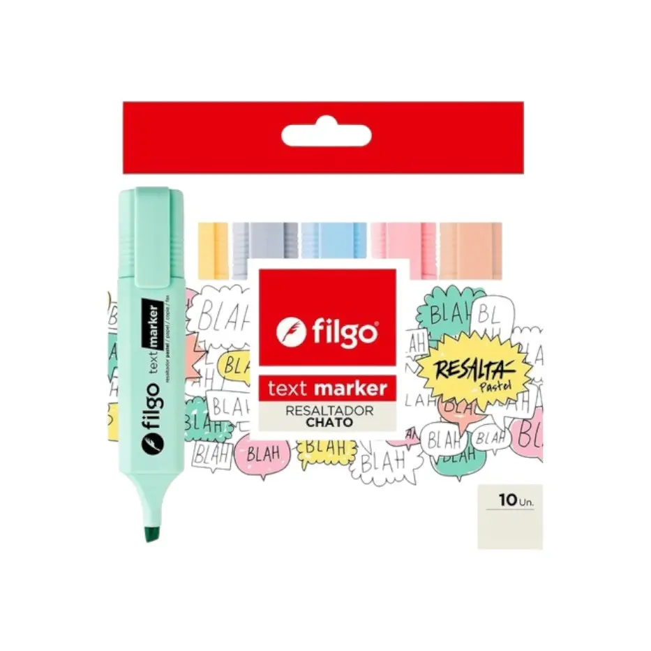 Resaltador Chato Pastel x10 Filgo