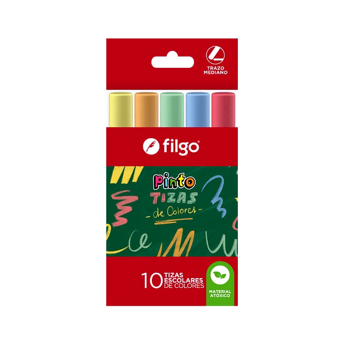 Tizas Escolares Pinto Colores X10 Filgo