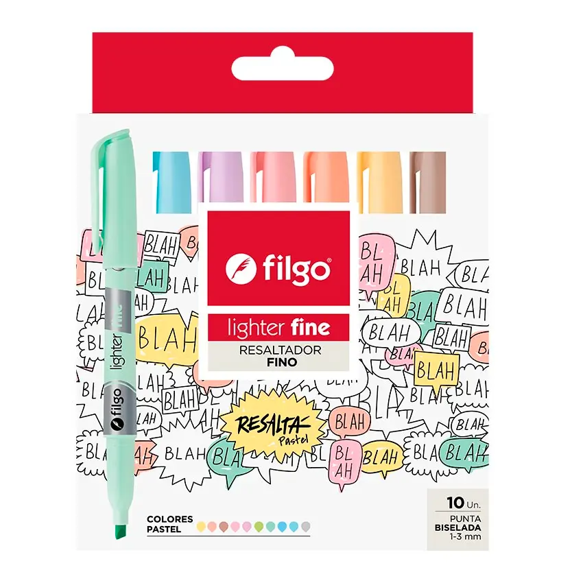 Resaltador Fino Pastel x10 Filgo