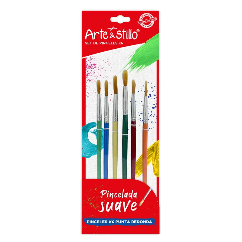 Pinceles Redondos x6 Arte & Stillo
