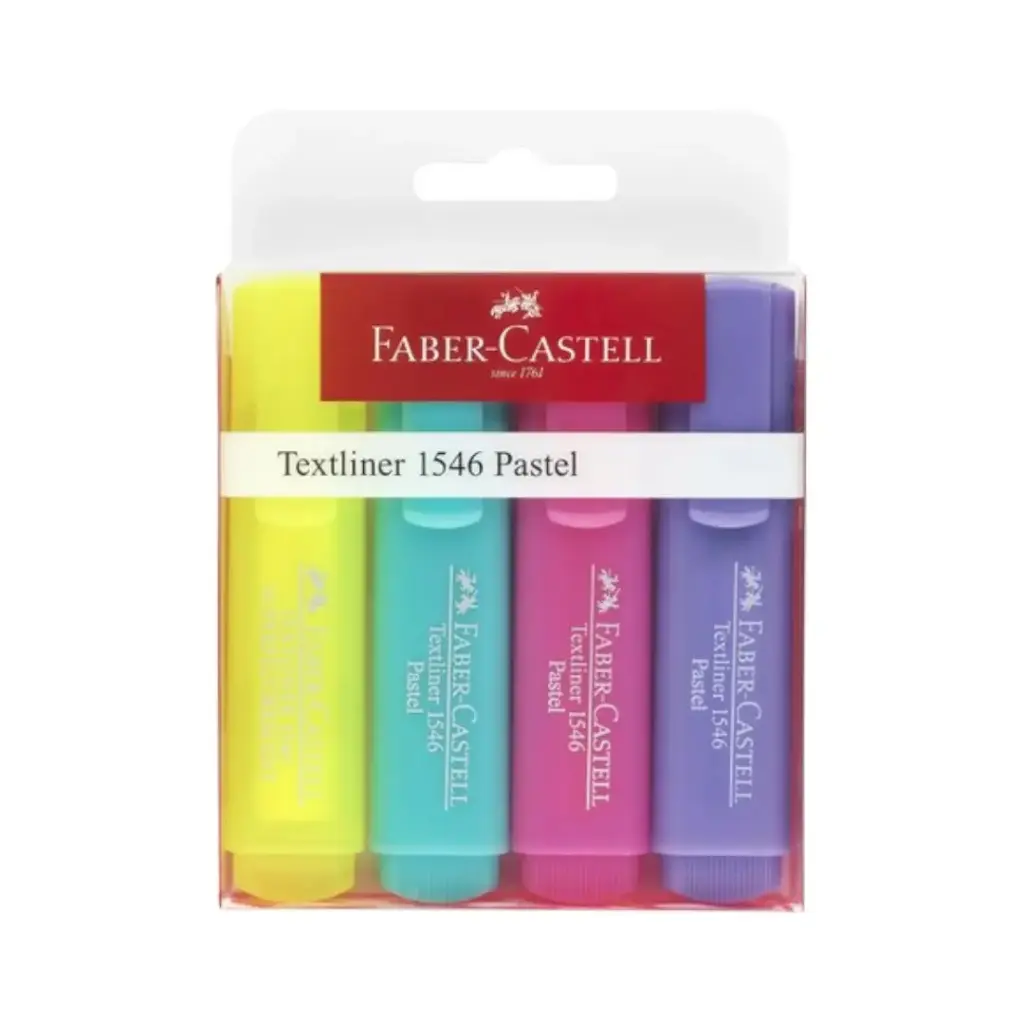 Resaltador Chato Pastel+Fluo x4 Faber-Castell