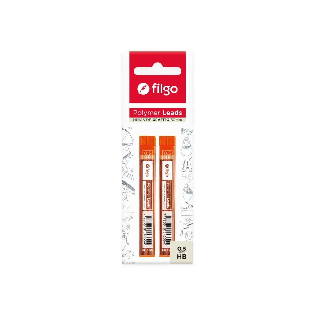Minas Grafito HB 0.5mm x2 Filgo