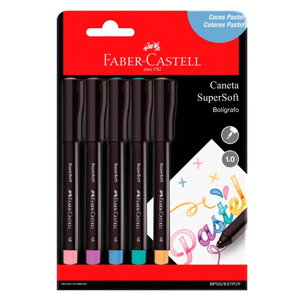 Bolígrafo Supersoft Pastel x5 Faber-Castell