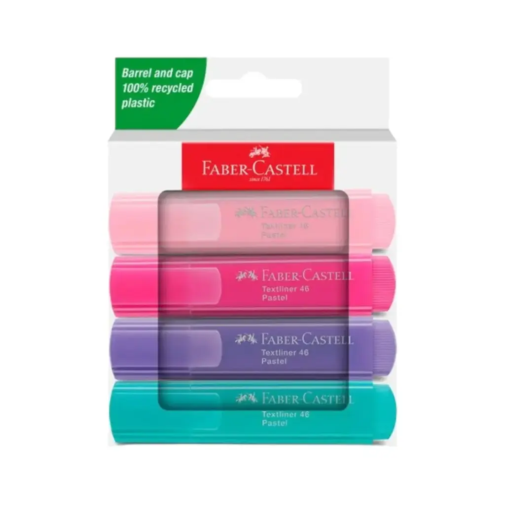 Resaltador Chato Pastel x4 Faber-Castell