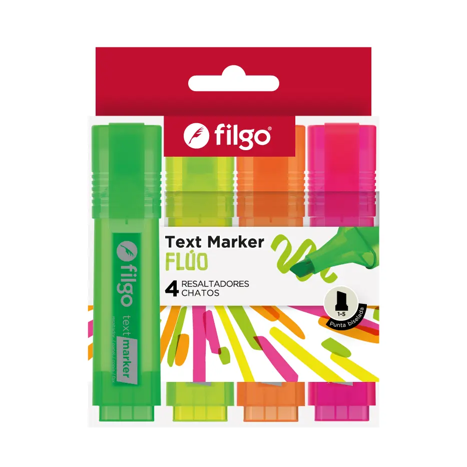 Resaltador Fluo Text Marker x4 Filgo