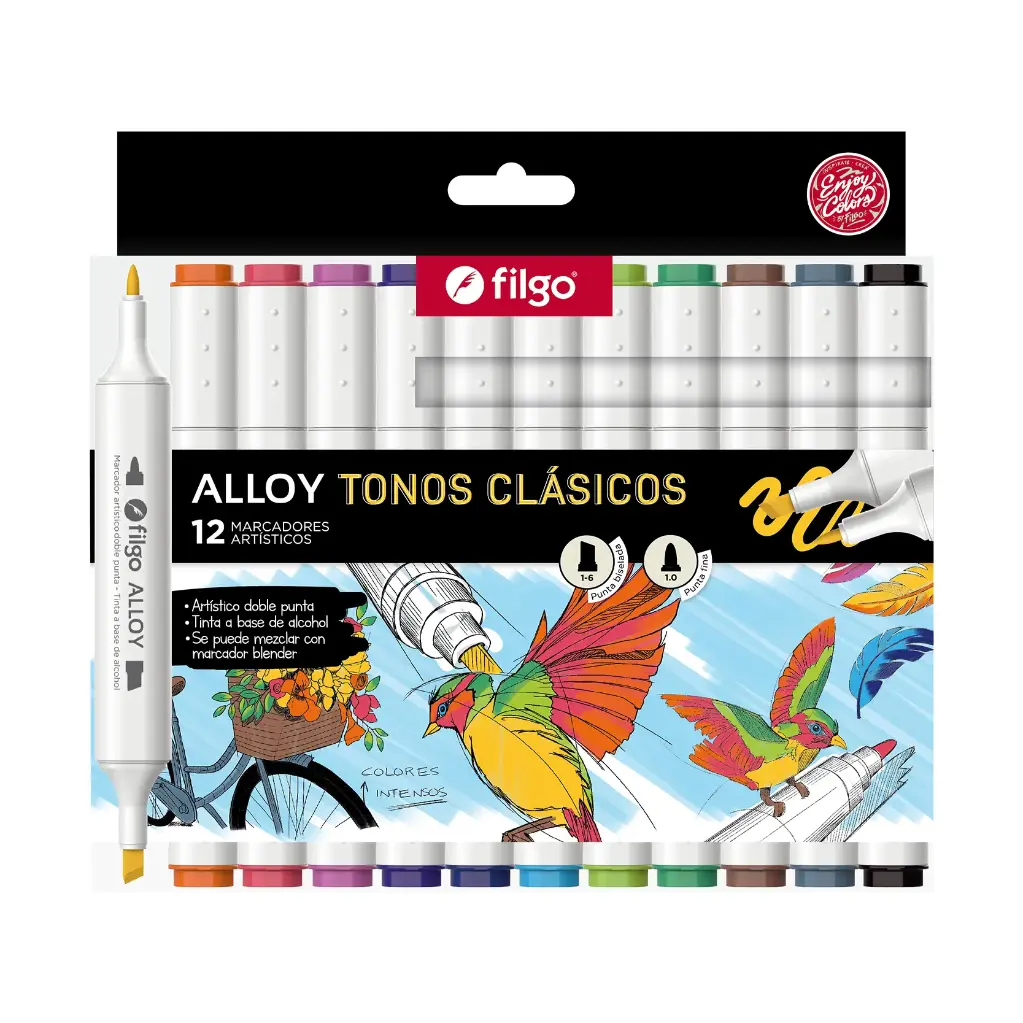 Marcadores Artísticos Alloy Doble Punta x12 Filgo