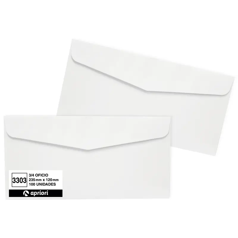 Sobre Blanco 3/4 Oficio 12x23,5cm x1 Apriori