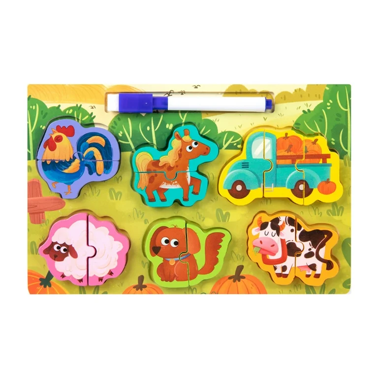 Puzzle Infantil De Madera 3D con Pizarrón