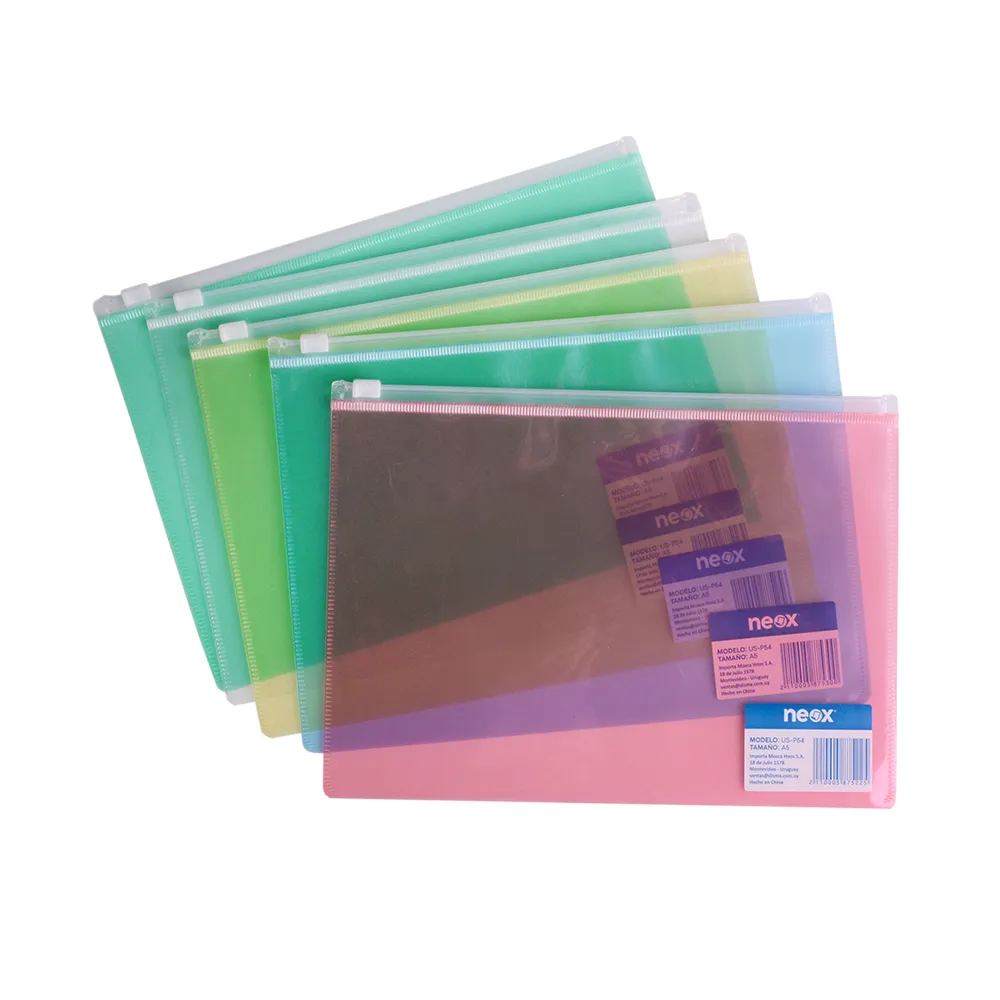 Sobre A5 Cierre Zipper Transparente Neox