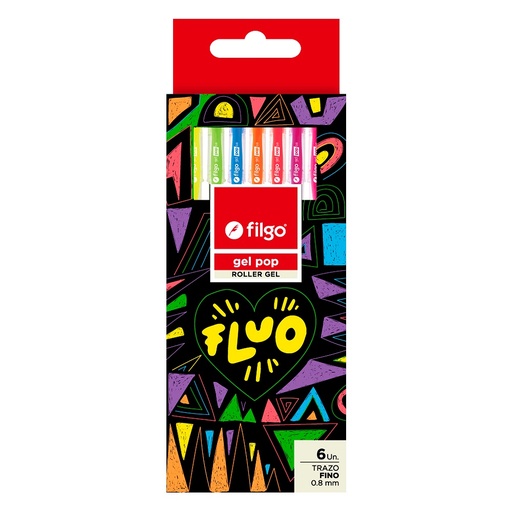 [91989627] Bolígrafo Gel Pop Fluo x6 Filgo