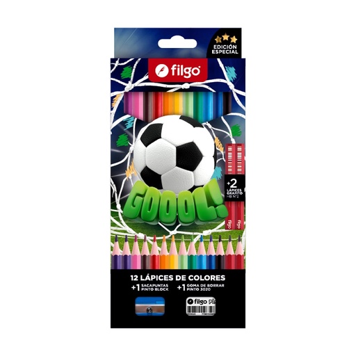 [14381987] Lapices de Colores Pinto con Kit Futbol x12 Filgo