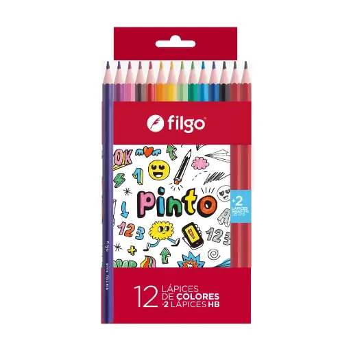 [51419783] Lápices de Colores Pinto con Kit x12 +2HB Filgo