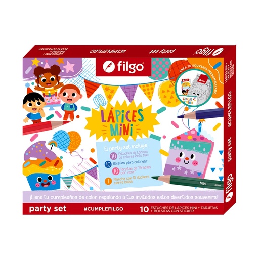 [15748202] Party Set x10 con Lapices Mini Filgo