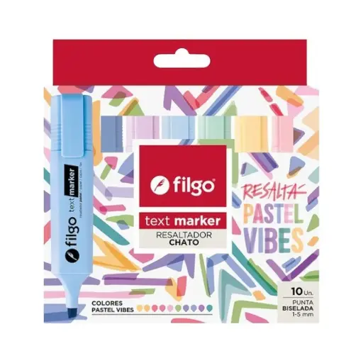 [63118658] Resaltador Chato Pastel Vibes x10 Filgo