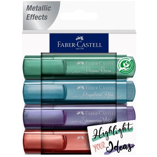 [98954933] Resaltador Chato Metalizado x4 Faber-Castell