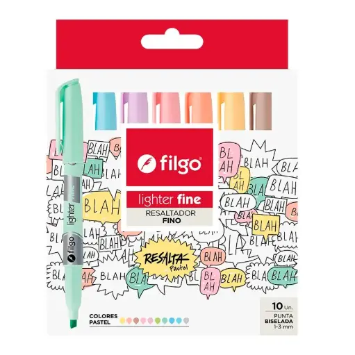 [14163033] Resaltador Fino Pastel x10 Filgo