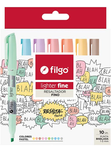 [14163033] Resaltador Fino Pastel x10 Filgo