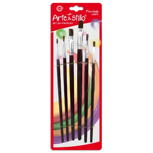 [82351838] Pinceles Chatos x6 Arte & Stillo