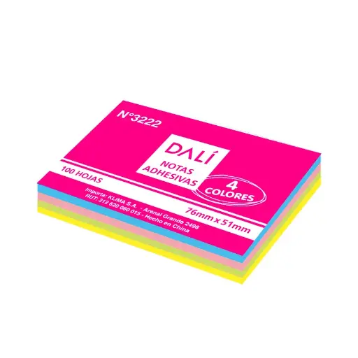 [13458546] Notas Adhesivas 4 Colores 51mm x 76mm x100 DALI 
