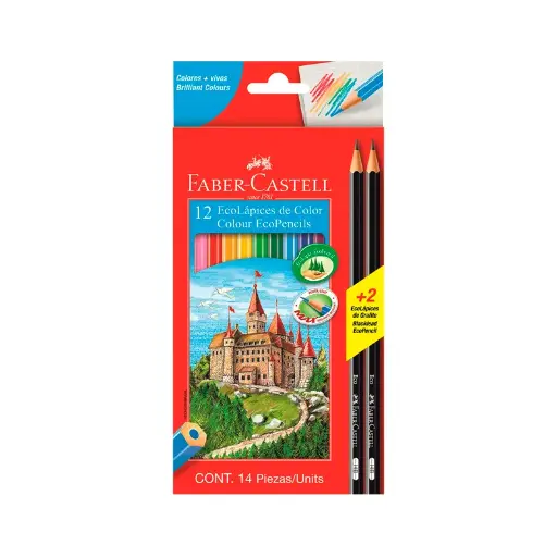 [93057580] Lápices de Colores Largos x12+2 Faber-Castell
