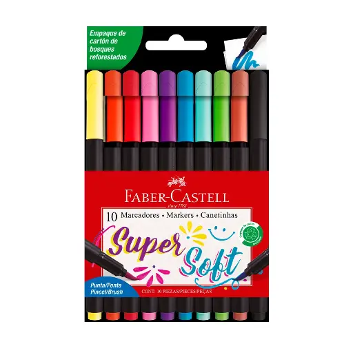 [54954274] Marcadores Supersoft Punta Pincel x10 Faber-Castell