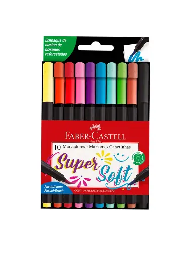 [54954274] Marcadores Supersoft Punta Pincel x10 Faber-Castell