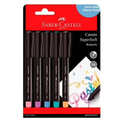 [48284027] Boligrafo Supersoft Colores Pastel x5 Faber-Castell