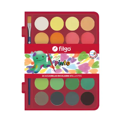 [38188964] Acuarelas Pinto con Estuche Plástico x24 Colores Filgo