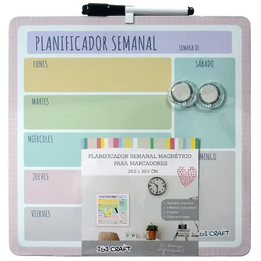 [42511394] Pizarra Planificadora Semanal Magnetica 29x29cm Ibi Craft