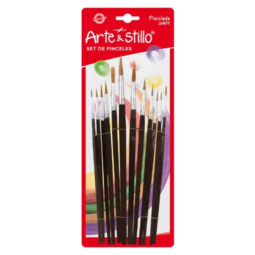 [96239674] Pincel Chato y Redondo x8 Arte & Stillo