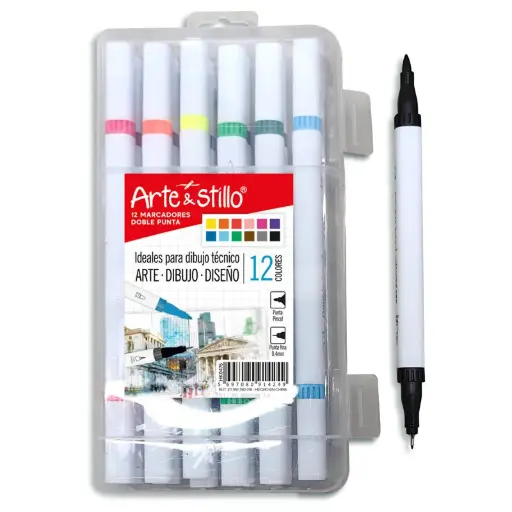 [14082157] Marcadores Artísticos Doble Punta x12 Arte & Stillo