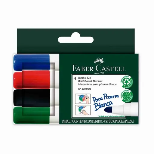 [39108254] Marcadores Pizarra Jumbo 123 x4 Faber-Castell